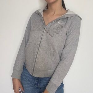 Grey Zip-Up Hooded Jacket, cropped look